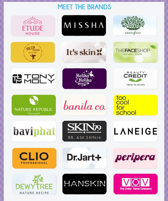 Photo of different Korean Makeup brans